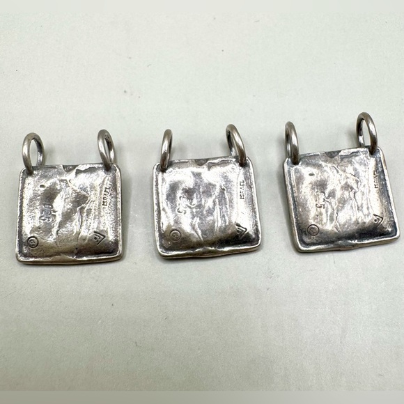 Silpada Sterling Silver Oxidized Square Boy Slide Charm Set Of 3 Pendant S1745 - Picture 3 of 4